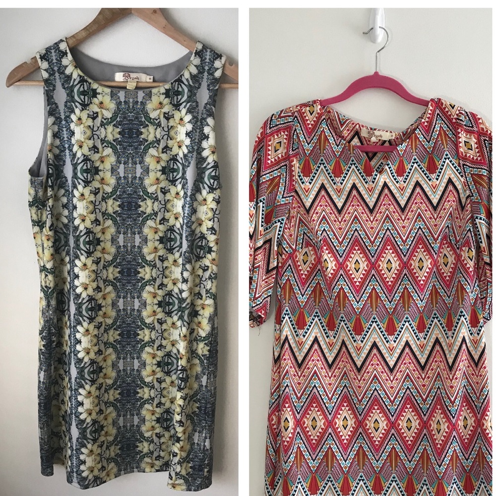 Aryeh Women Dresses - Yellow Floral Shift & Red Aztec Print Dress